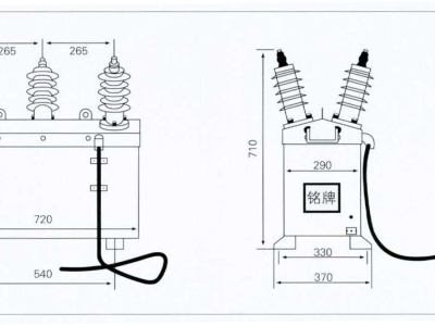 硅橡胶干式高压计量箱接线原理和外形安装尺寸说明
